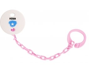 Attache-sucette Drapeau effet pinceau Somalie avec prénom couleur Rose clair