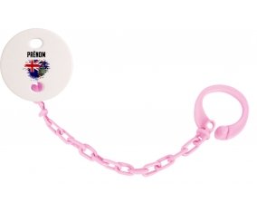Attache-tetine Drapeau effet pinceau Géorgie du Sud et les Îles Sandwich du Sud avec prénom couleur Rose clair
