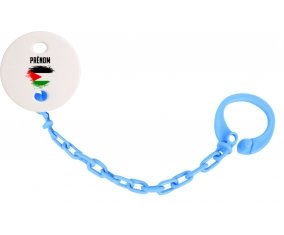 Attache-tétine Drapeau effet pinceau État de Palestine avec prénom couleur Bleu turquoise