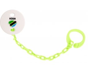 Attache-tetine Drapeau effet pinceau Tanzanie avec prénom couleur Verte