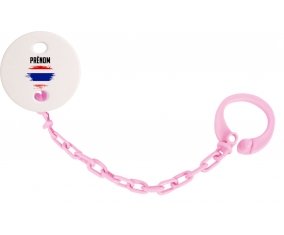 Attache-sucette Drapeau effet pinceau Thaïlande avec prénom couleur Rose clair