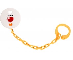 Attache-tétine Drapeau effet pinceau Tonga avec prénom couleur Orange