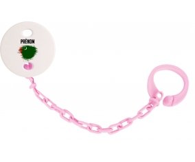 Attache-tetine Drapeau effet pinceau Turkménistan avec prénom couleur Rose clair