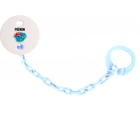 Attache-tétine Drapeau effet pinceau Tuvalu avec prénom couleur Bleu ciel