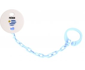Attache-tetine Drapeau effet pinceau Uruguay avec prénom couleur Bleu ciel
