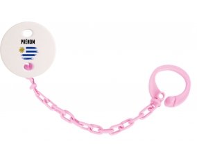 Attache-tetine Drapeau effet pinceau Uruguay avec prénom couleur Rose clair