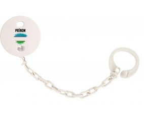 Attache-sucette Drapeau effet pinceau Ouzbékistan avec prénom couleur Blanc