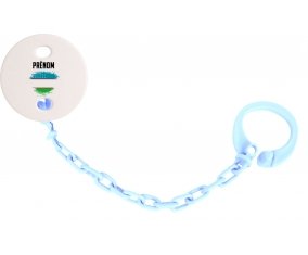 Attache-sucette Drapeau effet pinceau Ouzbékistan avec prénom couleur Bleu ciel