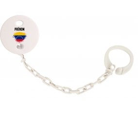 Attache-tetine Drapeau effet pinceau Venezuela avec prénom couleur Blanc