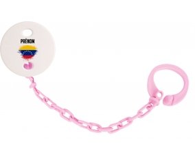 Attache-tetine Drapeau effet pinceau Venezuela avec prénom couleur Rose clair