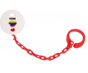 Attache-tetine Drapeau effet pinceau Venezuela avec prénom couleur Rouge