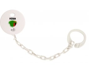 Attache-sucette Drapeau effet pinceau Zambie avec prénom couleur Blanc