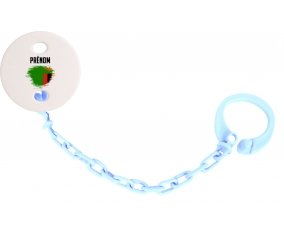 Attache-sucette Drapeau effet pinceau Zambie avec prénom couleur Bleu ciel