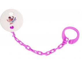 Attache-sucette I Love North Korea couleur Rose fuschia