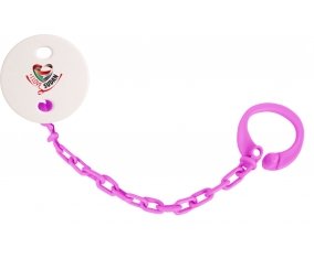 Attache-sucette I Love Sudan couleur Rose fuschia