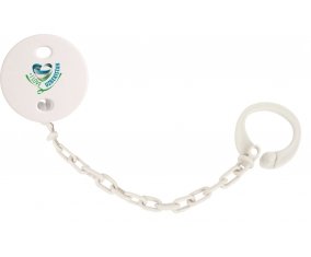 Attache-tétine I Love Uzbekistan couleur Blanc