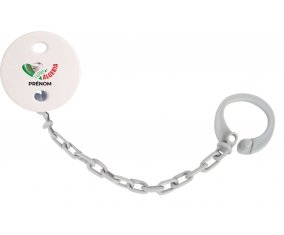 Attache-tétine I love algeria avec prénom couleur Grise
