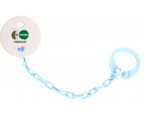 Attache-tétine Drapeau Algeria avec prénom couleur Bleu ciel