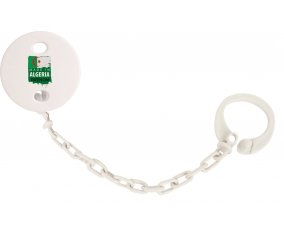 Attache-tetine Made in Algeria design 3 avec prénom couleur Blanc