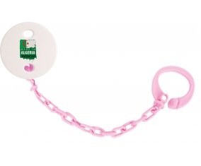 Attache-tetine Made in Algeria design 3 avec prénom couleur Rose clair
