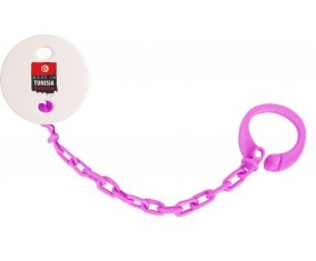 Attache-sucette Made in Tunisia avec prénom couleur Rose fuschia