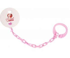 Attache-sucette I love Tunisia design 1 couleur Rose clair