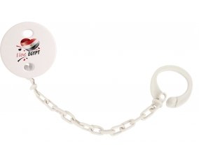 Attache-sucette I love Egypt design 1 couleur Blanc