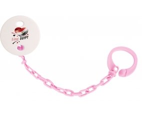 Attache-sucette I love Egypt design 1 couleur Rose clair