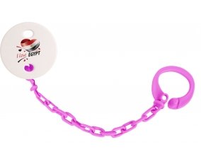 Attache-sucette I love Egypt design 1 couleur Rose fuschia