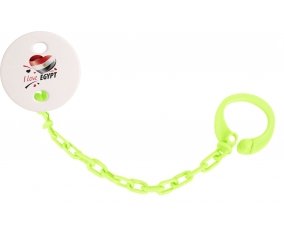 Attache-sucette I love Egypt design 1 couleur Verte