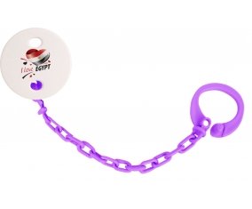 Attache-sucette I love Egypt design 1 couleur Violet