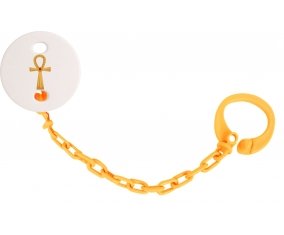 Attache-tetine Croix copte égyptienne en or ou ankh avec rustone ( Croix de la vie ) couleur Orange