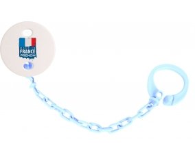 Attache-sucette Made in France avec prénom couleur Bleu ciel