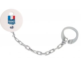 Attache-sucette Made in France avec prénom couleur Grise
