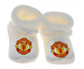 Chausson bébé Manchester United Football Club de couleur Blanc