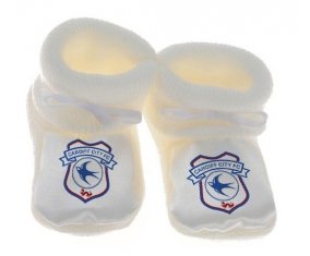 Chausson bébé Cardiff City Football Club de couleur Blanc