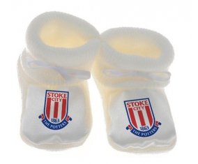Chausson bébé Stoke City Football Club de couleur Blanc