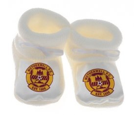 Chausson bébé Motherwell Football Club de couleur Blanc