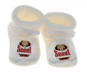Chausson bébé Football Club Séoul South Korea de couleur Blanc