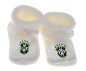 Chausson bébé Brazil national football team de couleur Blanc