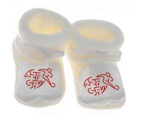 Chausson bébé Switzerland national football team de couleur Blanc