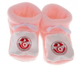 Chausson bébé Tunisia national football team de couleur Rose