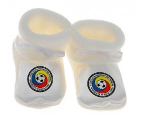 Chausson bébé Romania national football team de couleur Blanc
