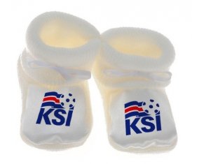 Chausson bébé Iceland national football team de couleur Blanc
