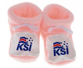 Chausson bébé Iceland national football team de couleur Rose