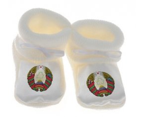 Chausson bébé Belarus national football team de couleur Blanc