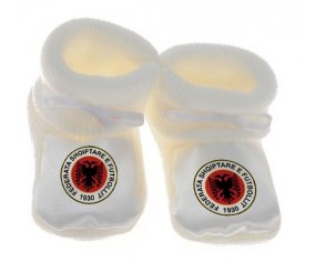 Chausson bébé Albania national football team de couleur Blanc