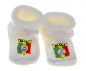 Chausson bébé Mali national football team de couleur Blanc