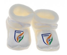 Chausson bébé India national football team de couleur Blanc