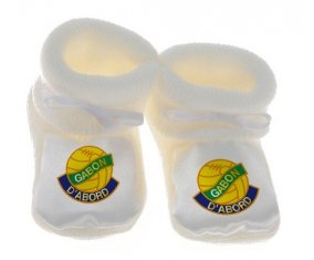 Chausson bébé Gabon national football team de couleur Blanc